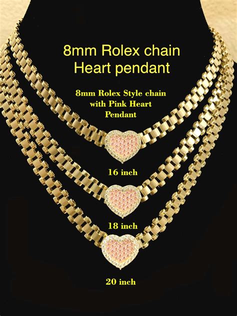 rolex chain with heart|10k gold rolex style chain.